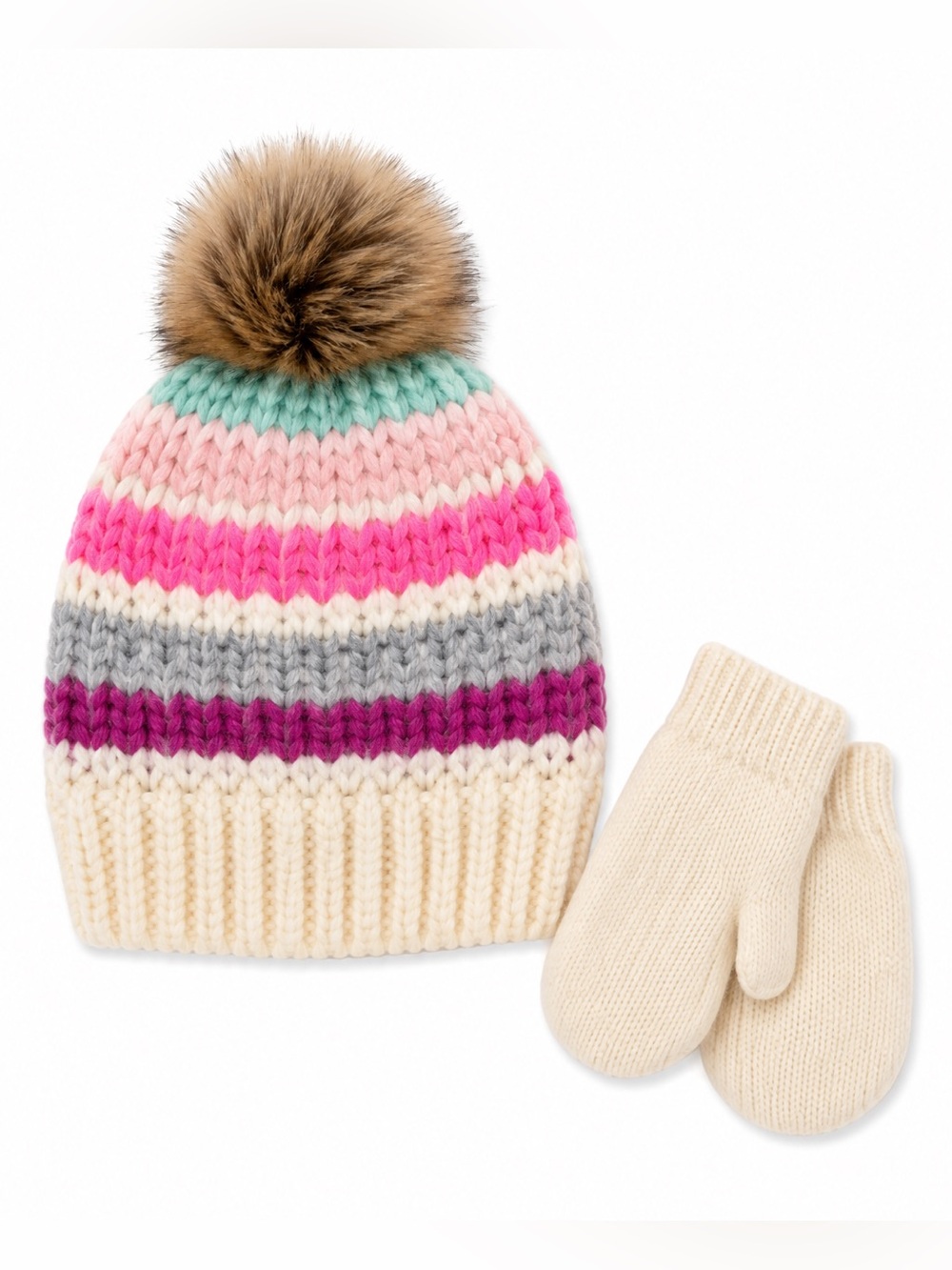 NWT Cat & Jack multicolor hat and glove set
